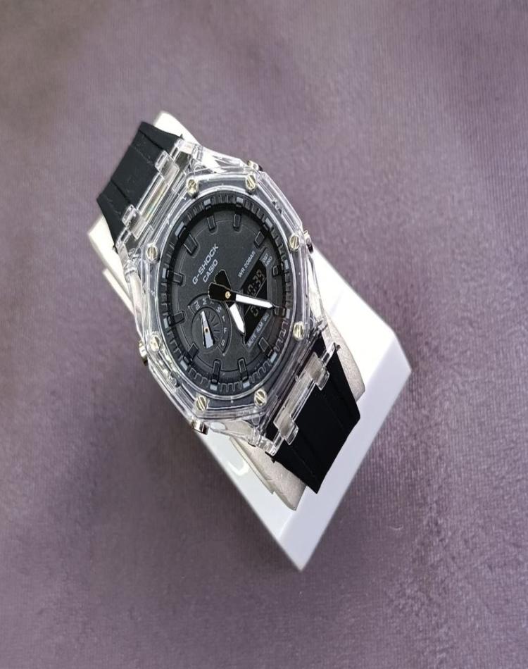 ساعت جیشاک کیریستالی صفحه مشکی کد081