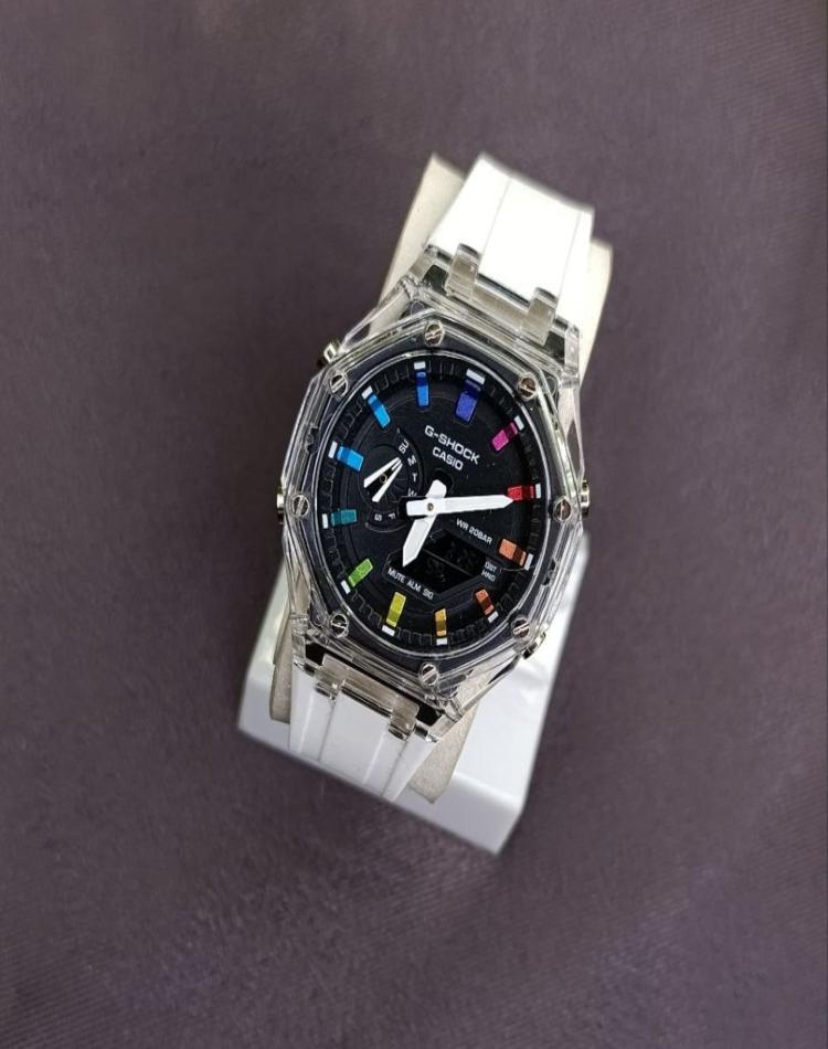 ساعت جیشاک کیریستالی صفحه هفت رنگ کد084