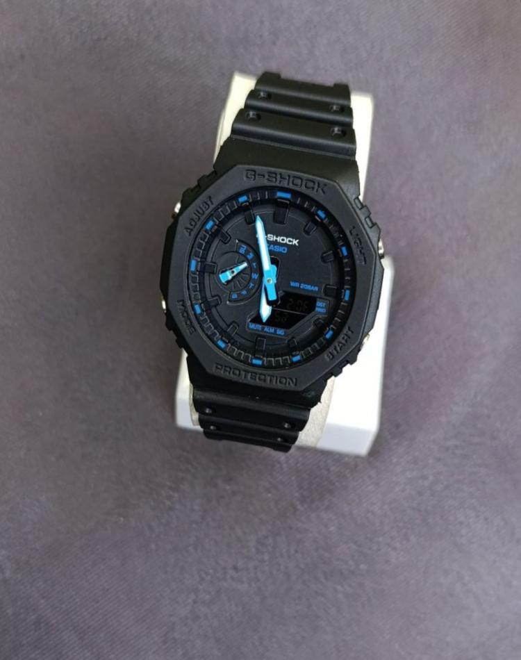 ساعت جیشاک 2100 مشکی عقربه ابی کد092