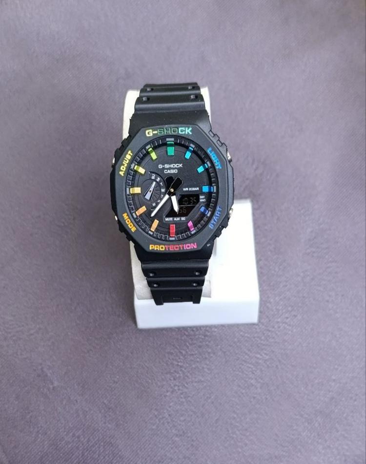 ساعت جیشاک 2100 مشکی صفحه هفت رنگ کد096