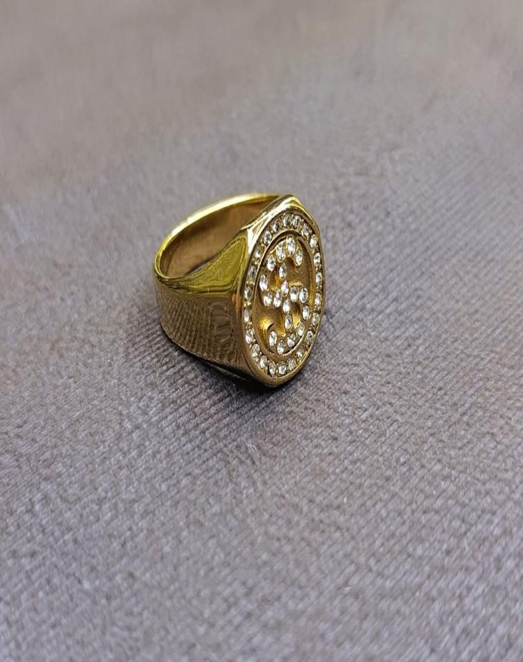 انگشتر طلایی طرح دلار نگین دارکد147