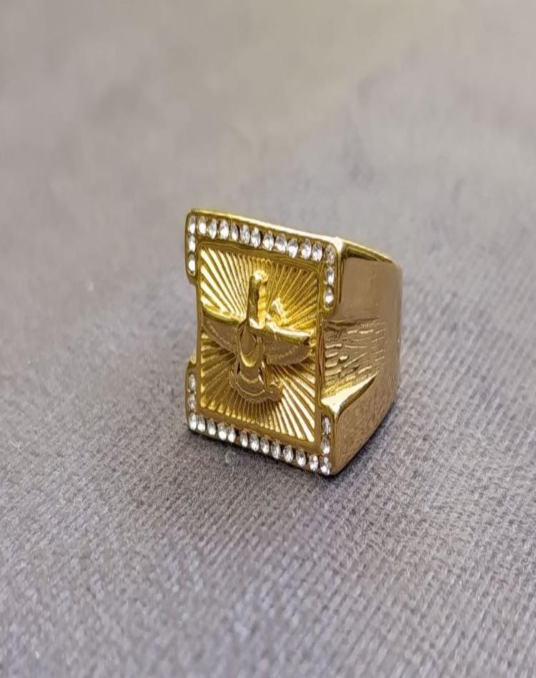 انگشتر طلایی طرح فروهر کد143