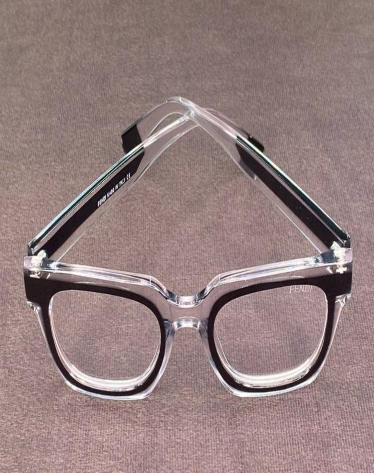 عینک  فندی فریم دورنگ شیشه شفاف کد168