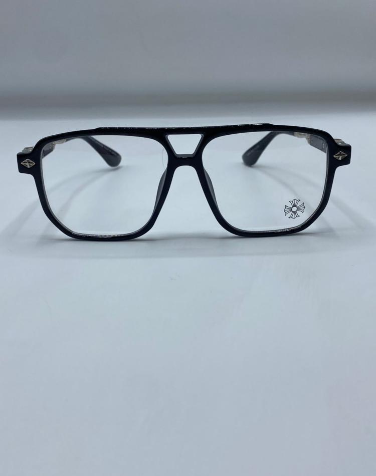 عینک کروم هارتز مشکی نقره ای شیشه شفاف کد001