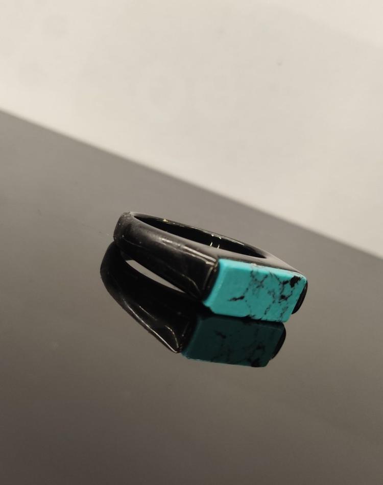 انگشتر مشکی سنگ فیروزه کد219